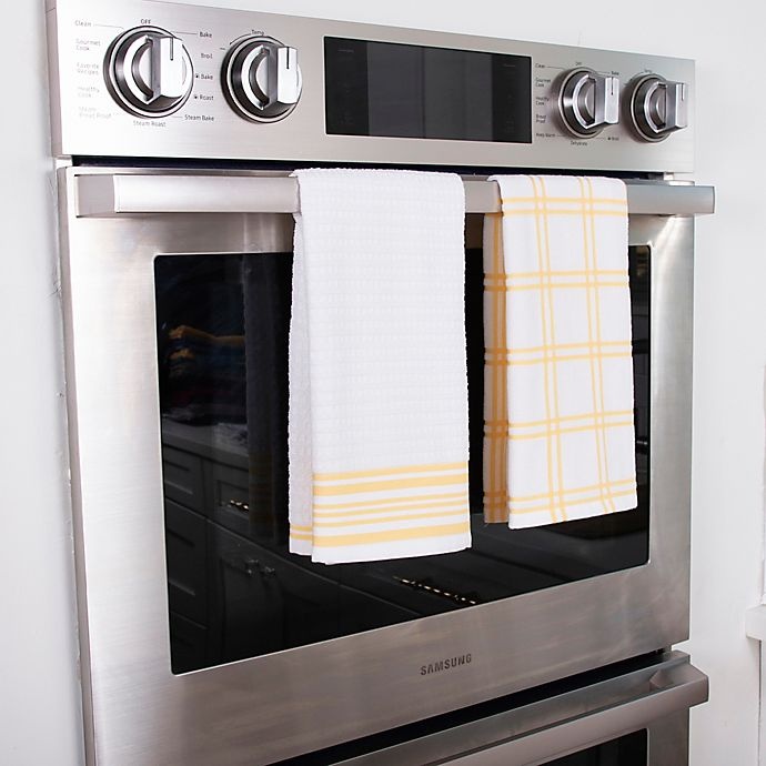 slide 2 of 5, KitchenSmart Colors Plaid Windowpane Kitchen Towels - Canary, 2 ct