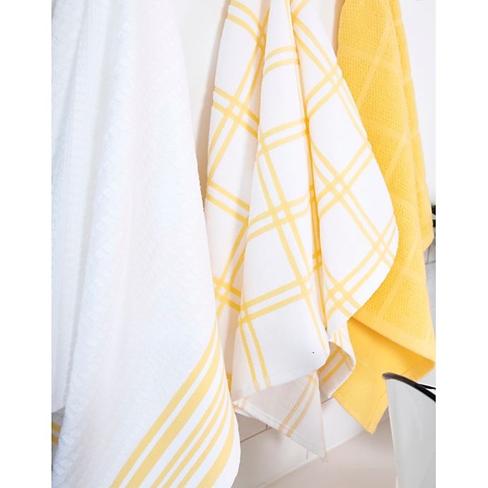 slide 4 of 5, KitchenSmart Colors Plaid Windowpane Kitchen Towels - Canary, 2 ct