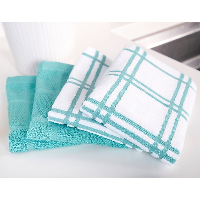 slide 2 of 4, KitchenSmart Colors Solid Dish Cloths - Teal, 2 ct