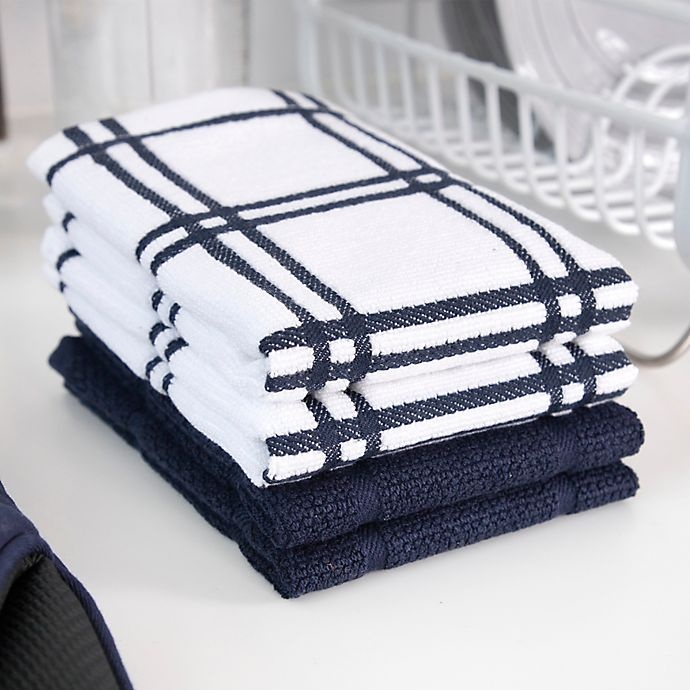 slide 2 of 3, KitchenSmart Colors Solid Dish Cloths - Navy, 2 ct