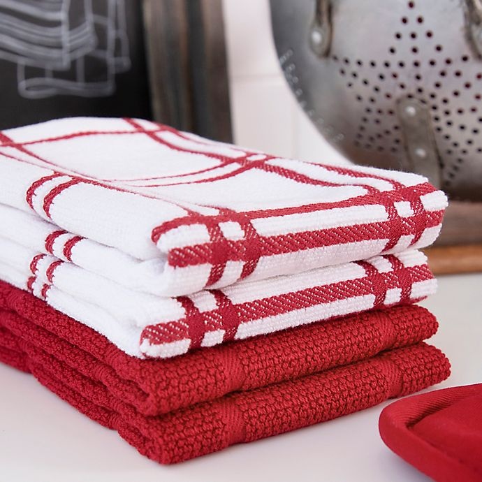 slide 3 of 5, KitchenSmart Colors Solid Dish Cloths - Red, 4 ct