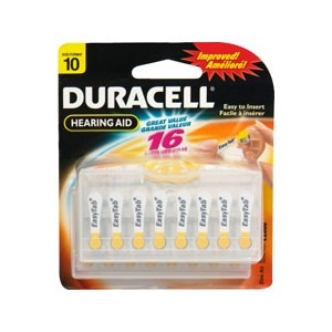 slide 1 of 1, Duracell Hearing Aid Batteries Easytab Da10b16, 16 ct