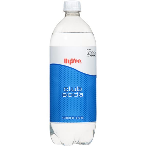 slide 1 of 1, Hy-Vee Club Soda, 1 liter