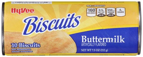 slide 1 of 1, Hy-Vee Buttermilk Biscuits, 10 ct; 7.5 oz