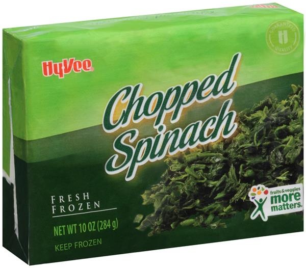 slide 1 of 1, Hy-Vee Chopped Spinach, 10 oz