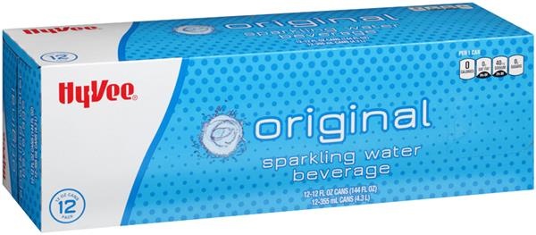 slide 1 of 1, Hy-Vee Original Sparkling Water, 12 ct; 12 fl oz