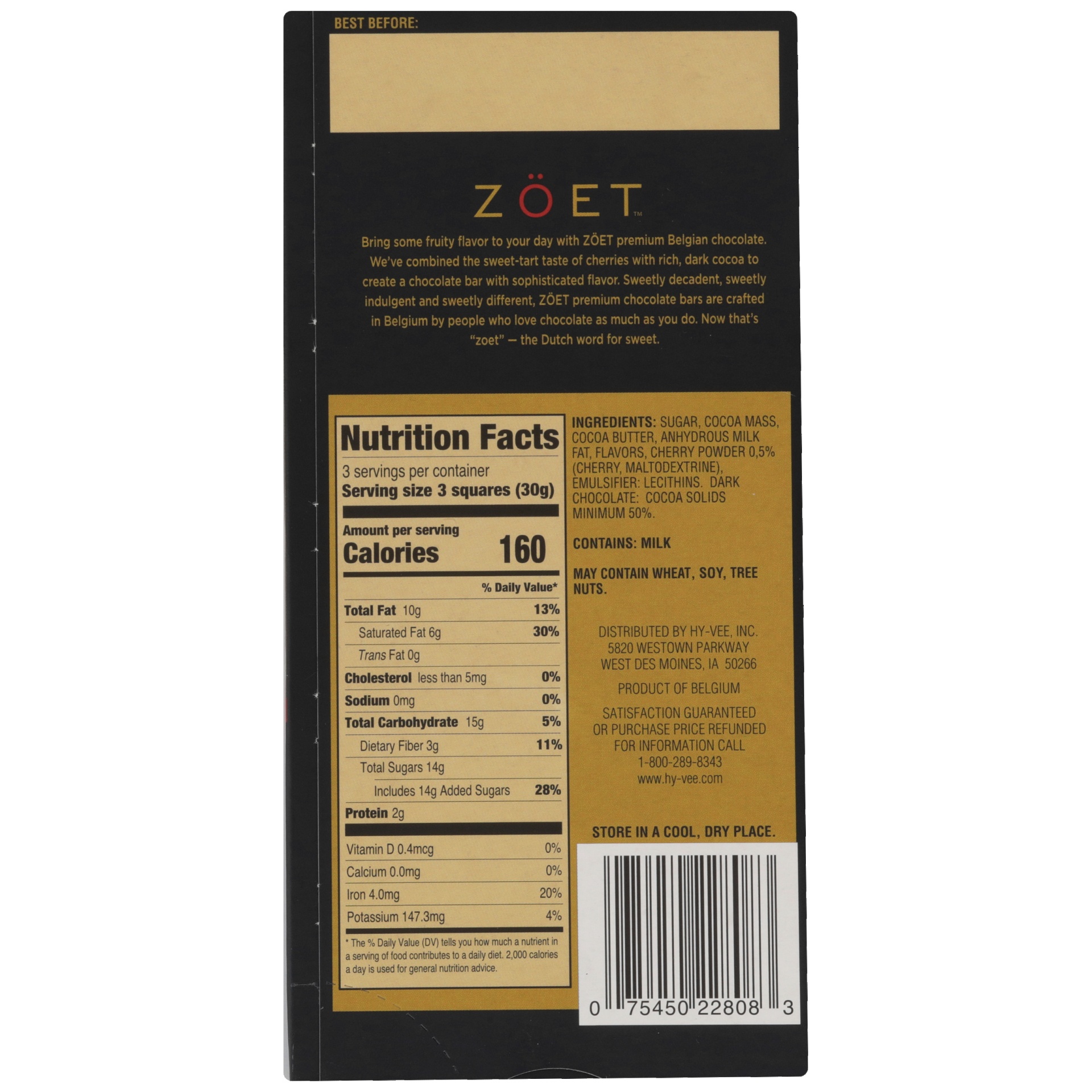 slide 2 of 6, Zöet Dark Chocolate with Cherry, 3.5 oz