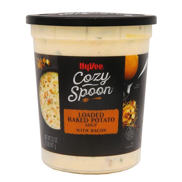 slide 1 of 1, Hy-Vee Cozy Spoon Loaded Baked Potato W/ Bacon Soup, 32 oz