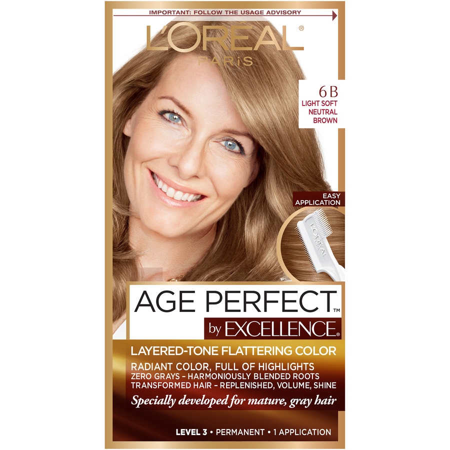 slide 2 of 8, L'Oréal Paris Excellence AGE Perfect 6B Light Soft Neutral Brown, 1 ct