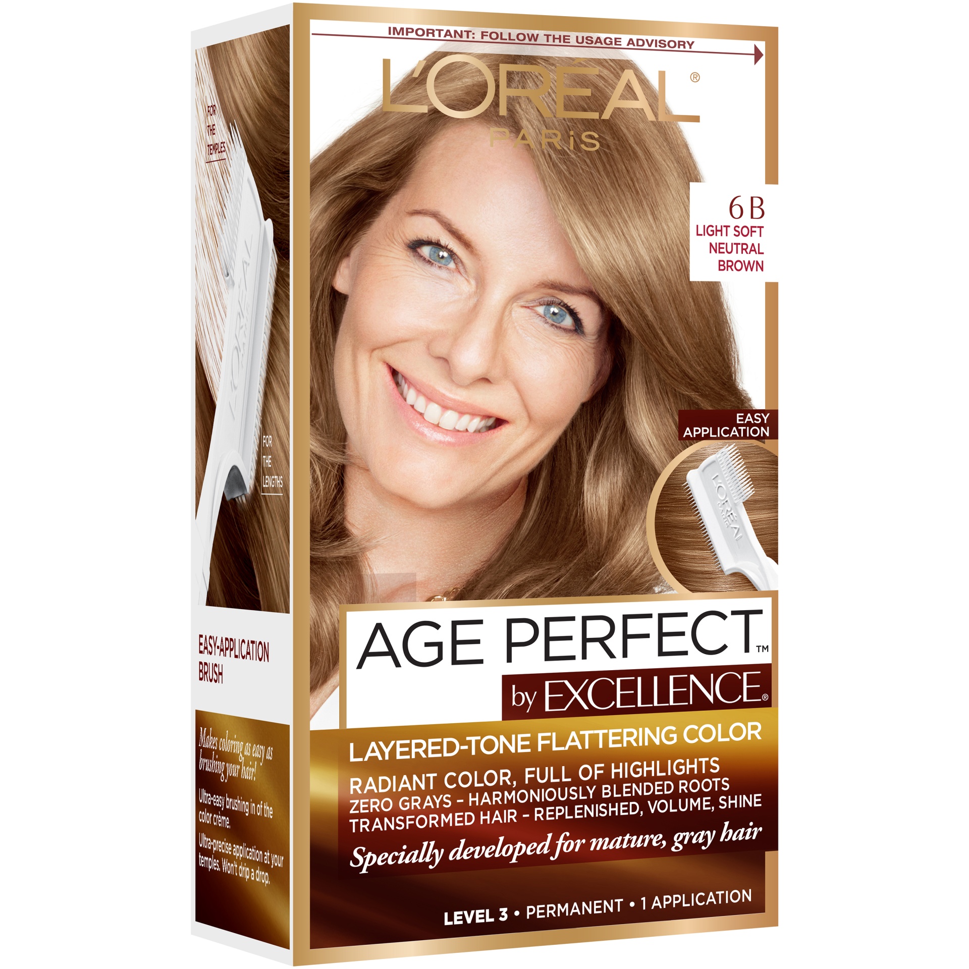 slide 3 of 8, L'Oréal Paris Excellence AGE Perfect 6B Light Soft Neutral Brown, 1 ct