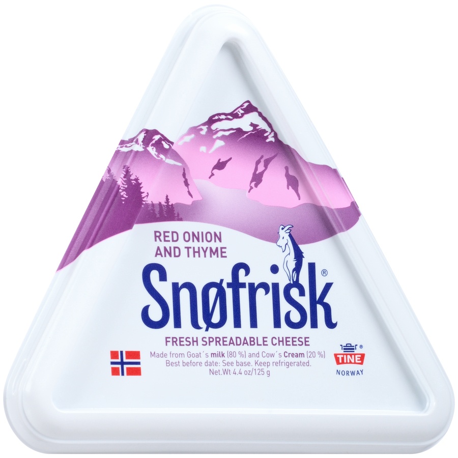 slide 4 of 8, Snøfrisk Snofrisk Red Onion and Thyme Fresh Spreadable Cheese, 4.4 oz