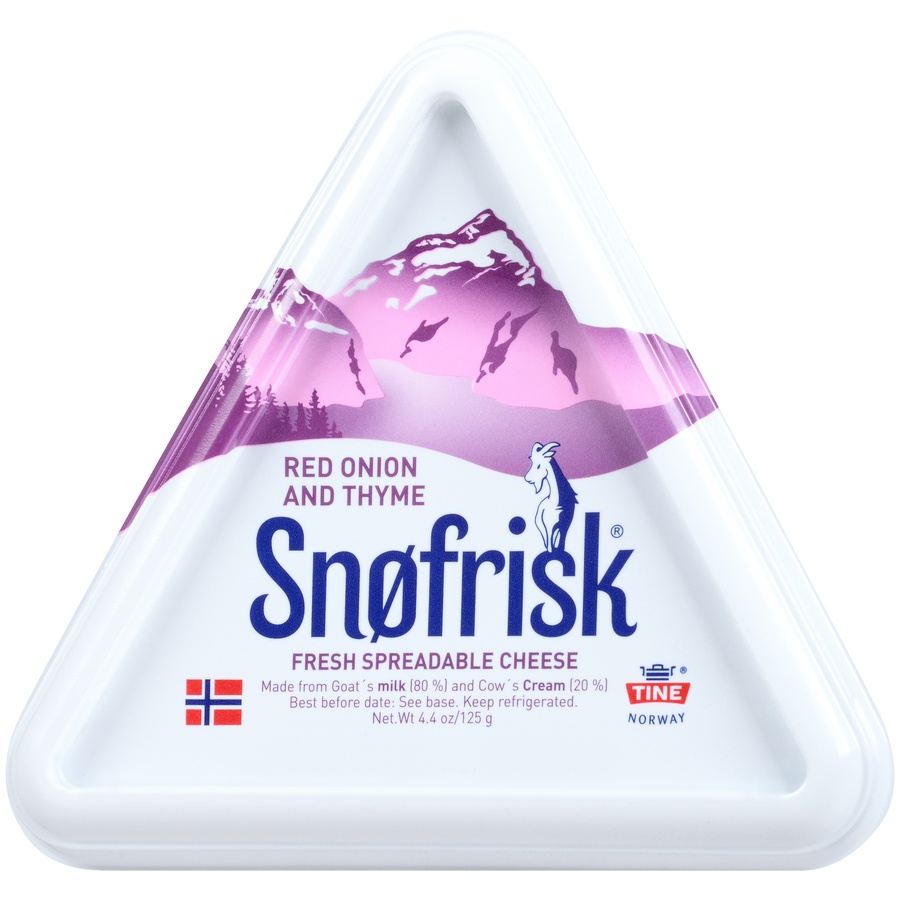 slide 5 of 8, Snøfrisk Snofrisk Red Onion and Thyme Fresh Spreadable Cheese, 4.4 oz