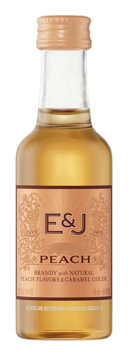 slide 1 of 2, E&J E & J Peach Flavored Brandy 50ml, 50 ml