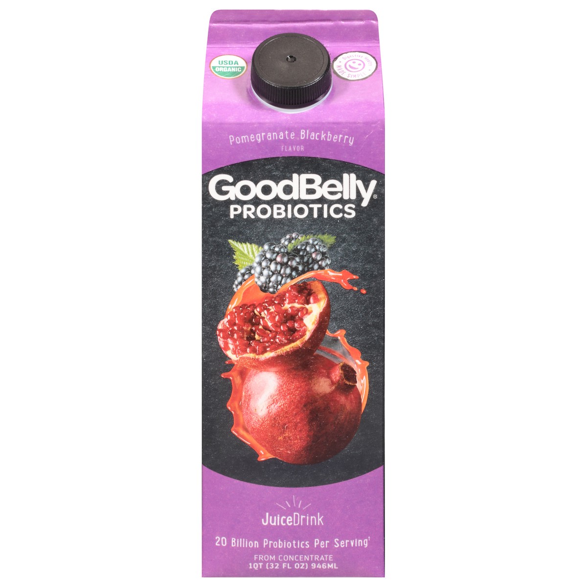 slide 1 of 10, GoodBelly Probiotics Pomegranate Blackberry Flavor Juice Drink 1 qt Carton, 1 qt