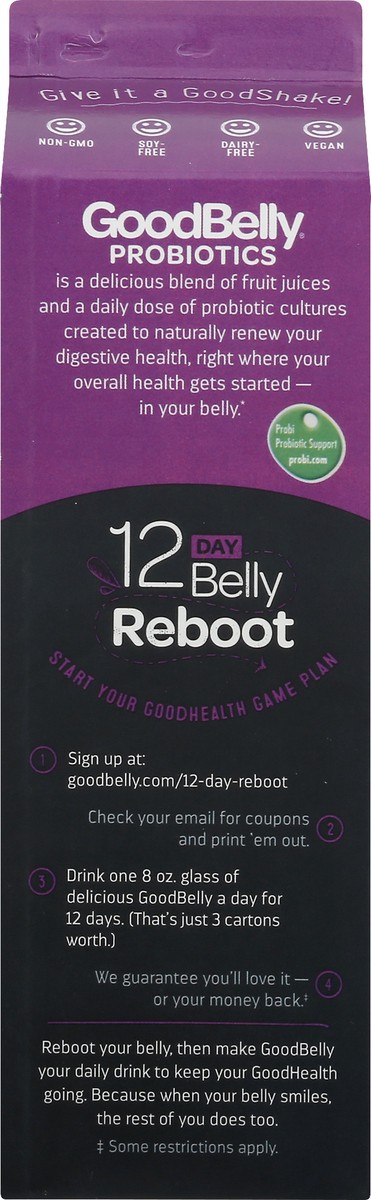 slide 4 of 10, GoodBelly Probiotics Pomegranate Blackberry Flavor Juice Drink 1 qt Carton, 1 qt