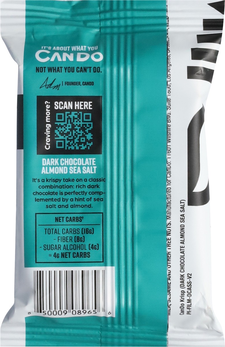 slide 5 of 9, CanDo Krisp Plant-Based Keto Friendly Dark Chocolate Almond Sea Salt Protein Bar 1.59 oz, 1.59 oz
