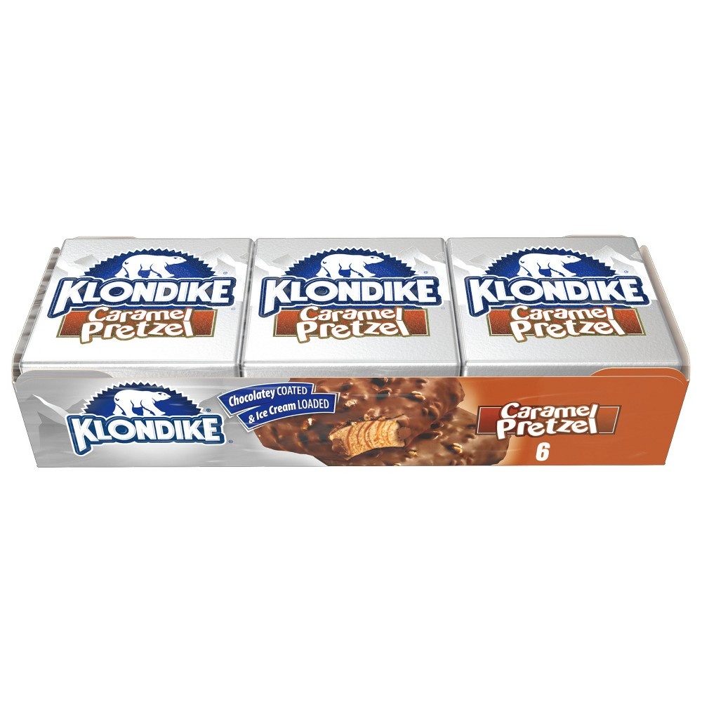 slide 7 of 8, Klondike Caramel Pretzel Ice Cream Bars, 6 ct