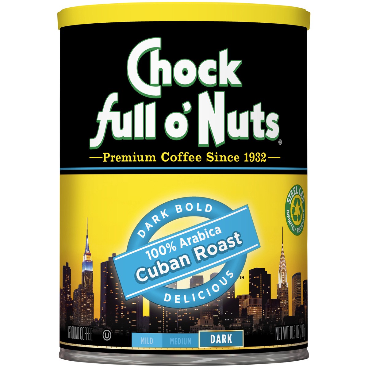 slide 4 of 7, Chock Full O' Nuts Cuban Roast Dark Roast Ground Coffee - 10.5 oz, 10.5 oz