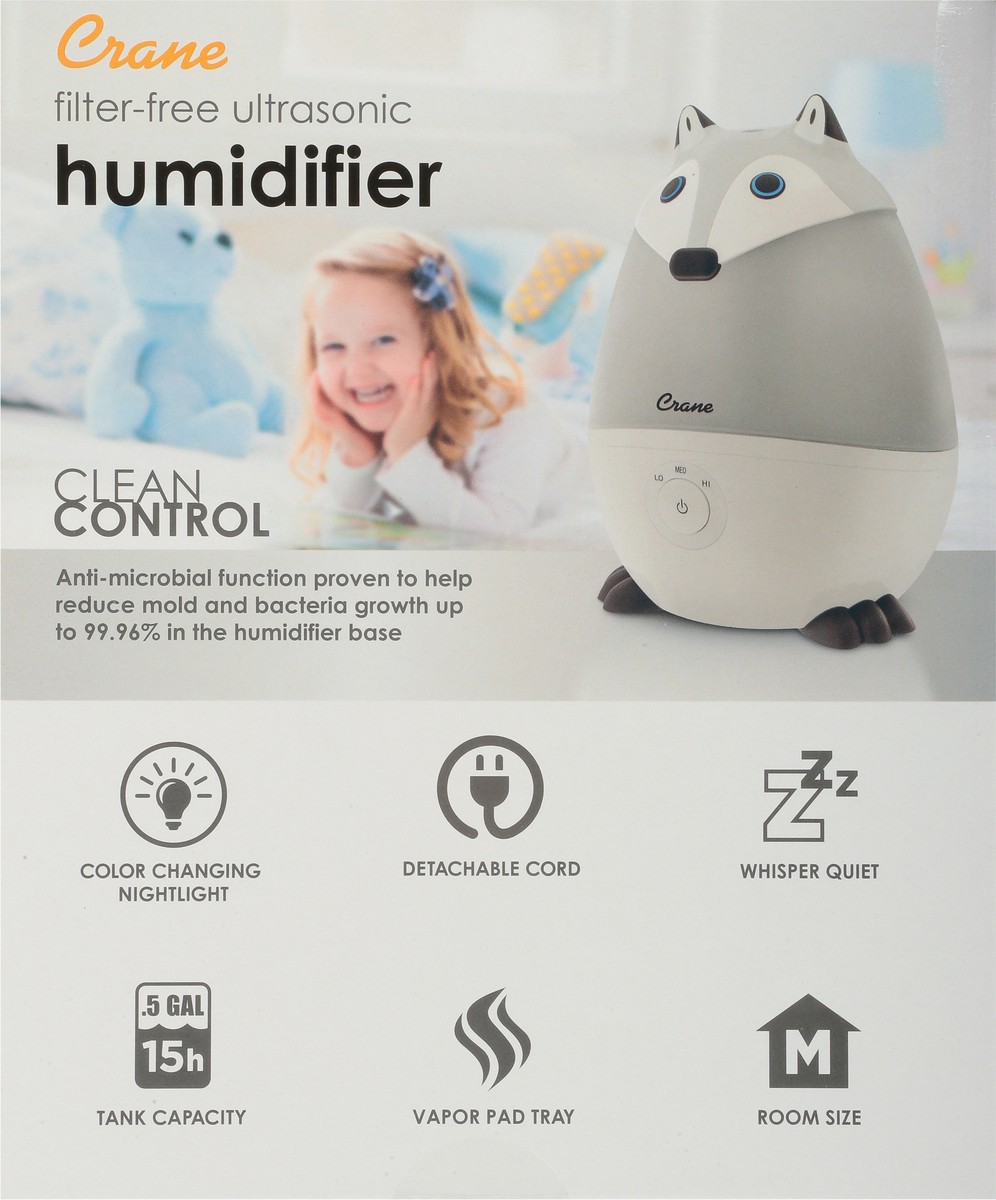 slide 2 of 11, Crane Adorable Ultrasonic Cool Mist Humidifier Fox - Black/White, 1 ct