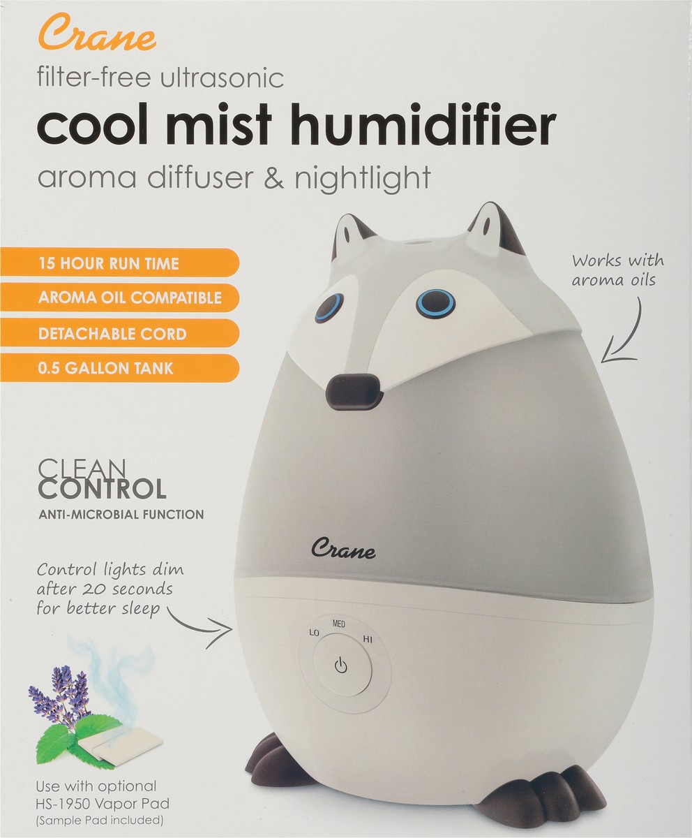 slide 3 of 11, Crane Adorable Ultrasonic Cool Mist Humidifier Fox - Black/White, 1 ct