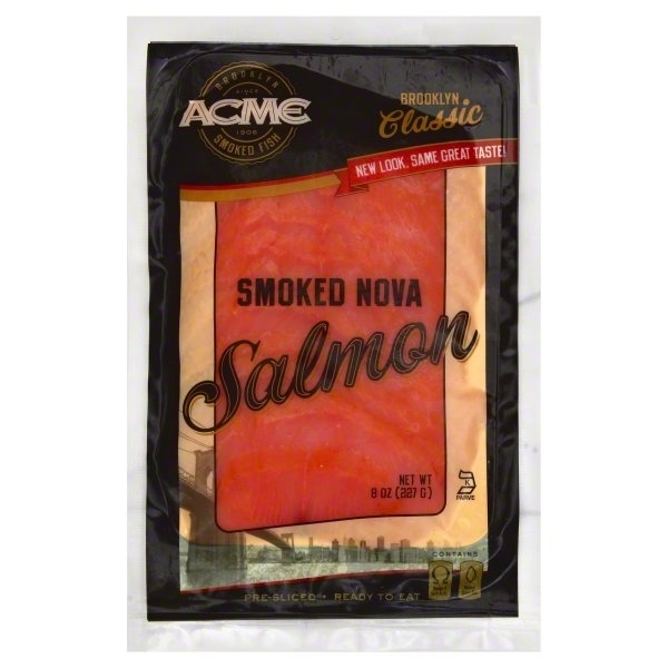 slide 1 of 1, ACME Pre-Sliced Brooklyn Classic Smoked Atlantic Salmon, 8 oz