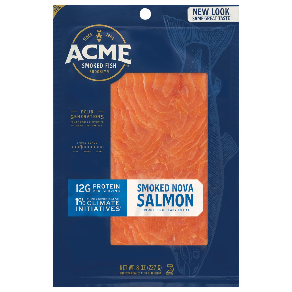 slide 1 of 14, ACME Smoked Nova Salmon 8 oz, 8 oz