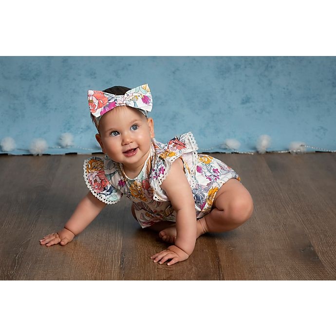 slide 6 of 7, Kidding Around Bow romper and headband Set, 1 ct