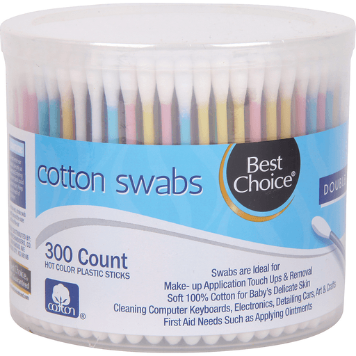 slide 1 of 1, Best Choice Cotton Swabs In Canister, 300 ct