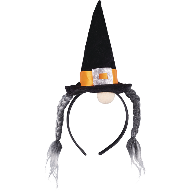 slide 1 of 1, Spooky Village 3Ast Witch Hat Headband With Braid, 1 ct