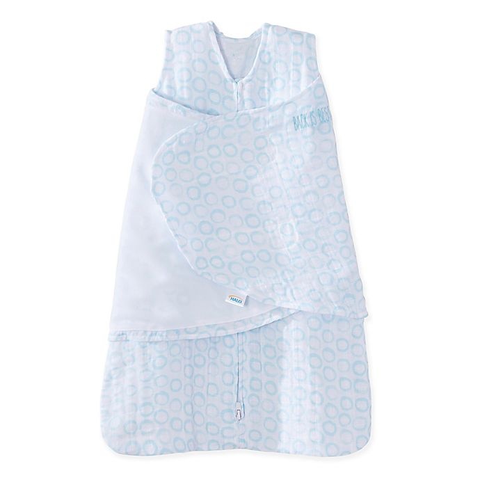 slide 1 of 5, HALO SleepSack Small Circles Muslin Cotton Swaddle - Blue, 1 ct