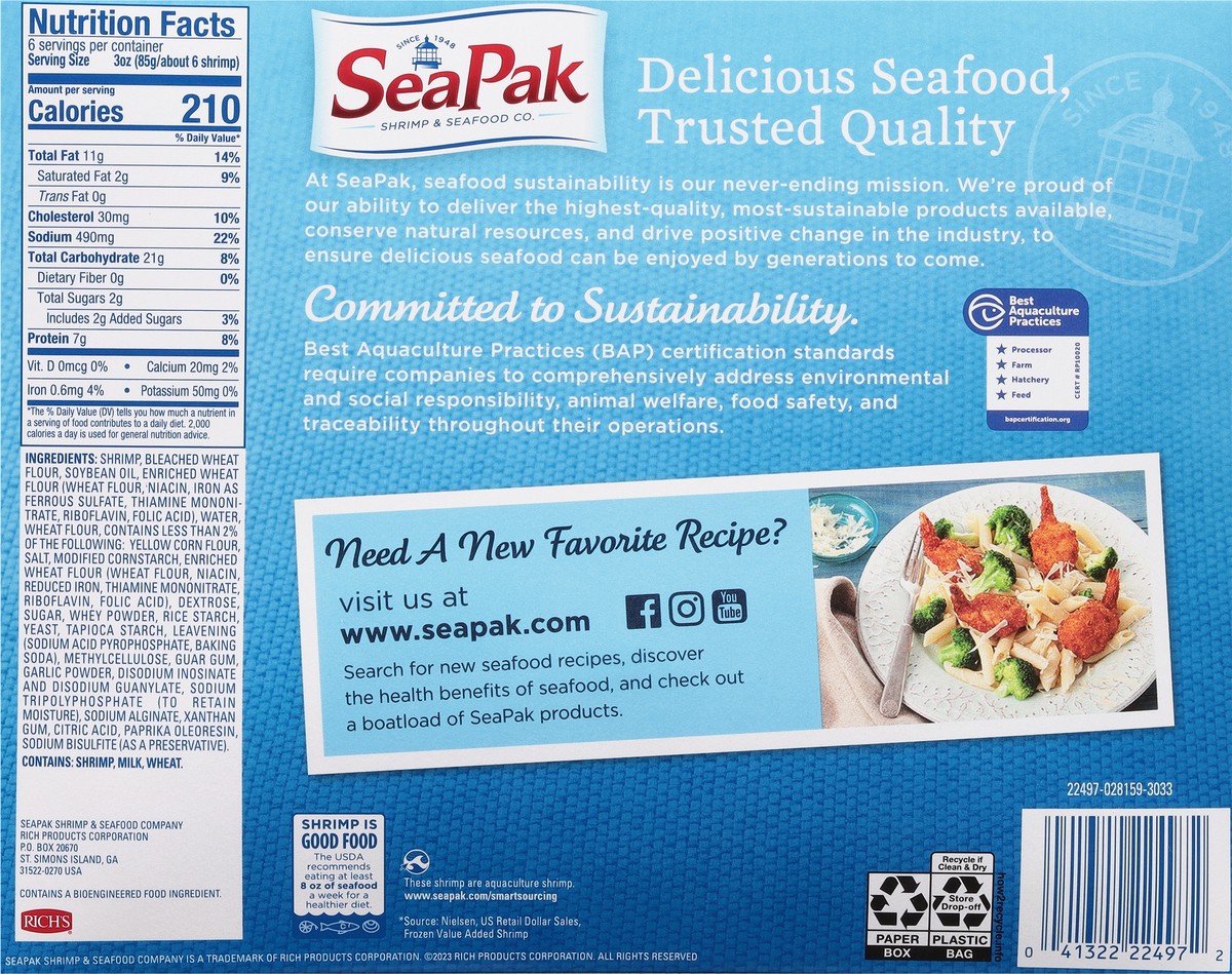 slide 8 of 9, SeaPak Classic Golden Crispy Butterfly Shrimp Family Size 18 oz, 18 oz