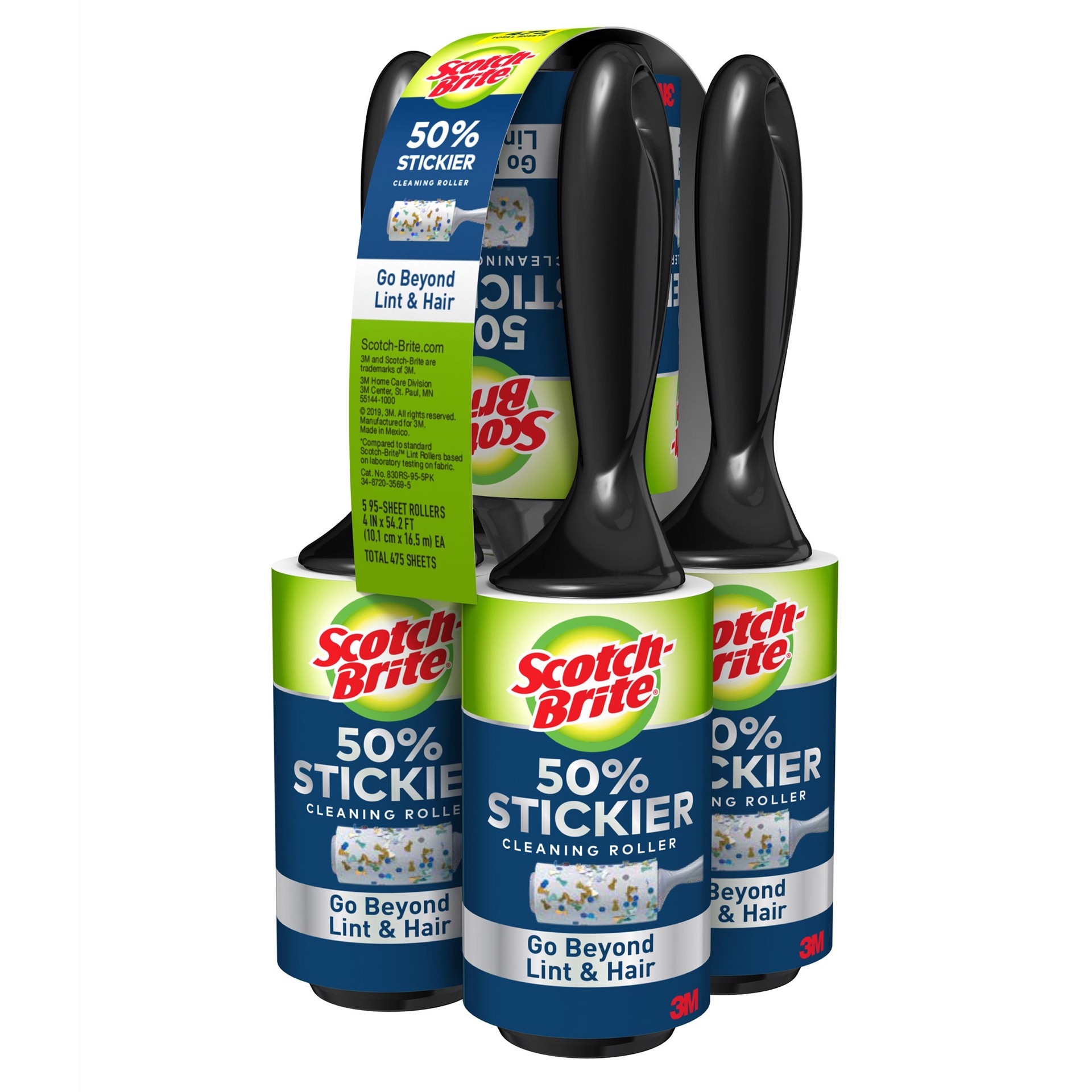 slide 1 of 1, Scotch-Brite Lint Roller, 95 count, 5 pack, 