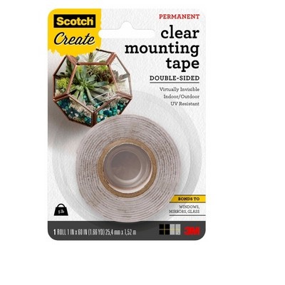 slide 1 of 8, Scotch Mounting Tape Permanent Double-Sided - Clear, 1 ct