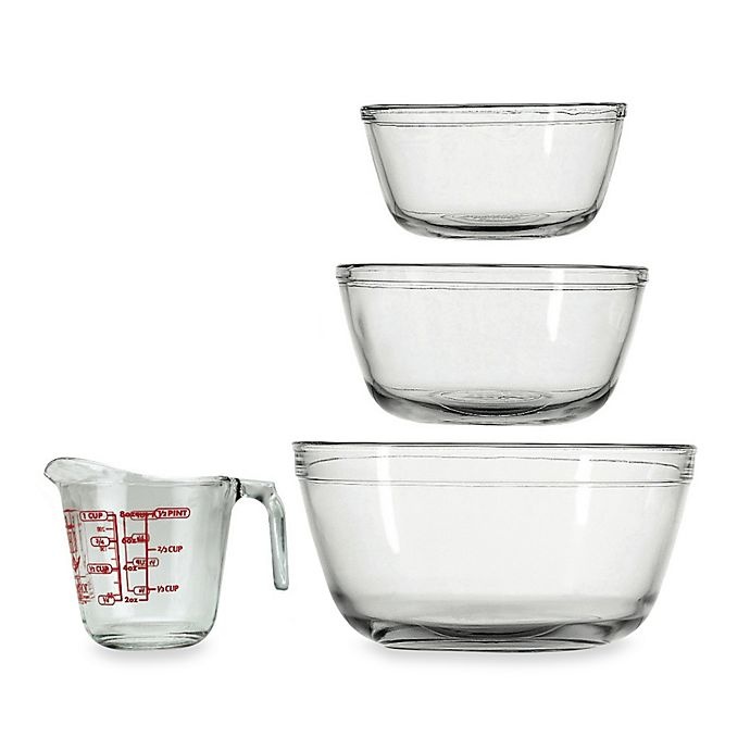 slide 1 of 1, Anchor Hocking Mixing Bowl and Measuring Cup Set, 4 ct