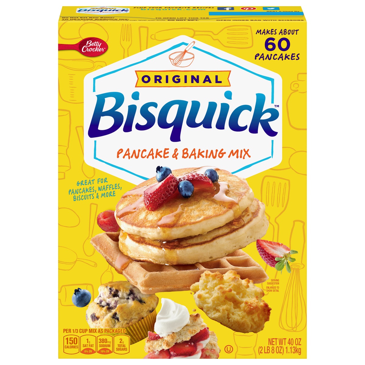 slide 1 of 4, Bisquick Original Pancake And Baking Mix, 40 oz