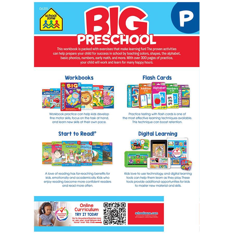 slide 2 of 3, School Zone BIG Preschool Workbook, 1 ct