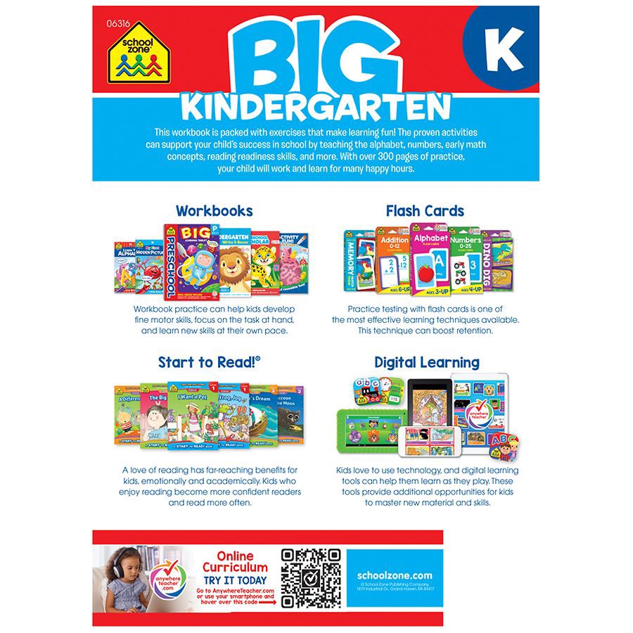 slide 2 of 3, School Zone BIG Kindergarten Workbook, 1 ct