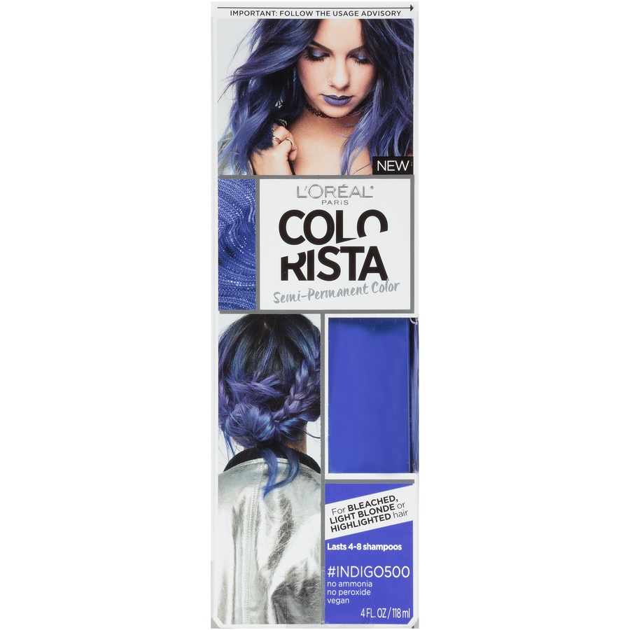 slide 2 of 8, L'Oréal Paris Colorista Semi-Permanent For Light Blonde or Bleached Hair Indigo 500, 4 fl oz