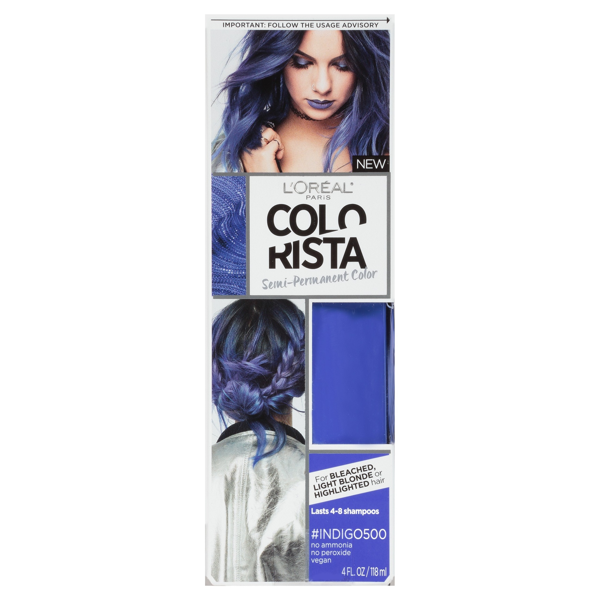 slide 1 of 8, L'Oréal Paris Colorista Semi-Permanent For Light Blonde or Bleached Hair Indigo 500, 4 fl oz