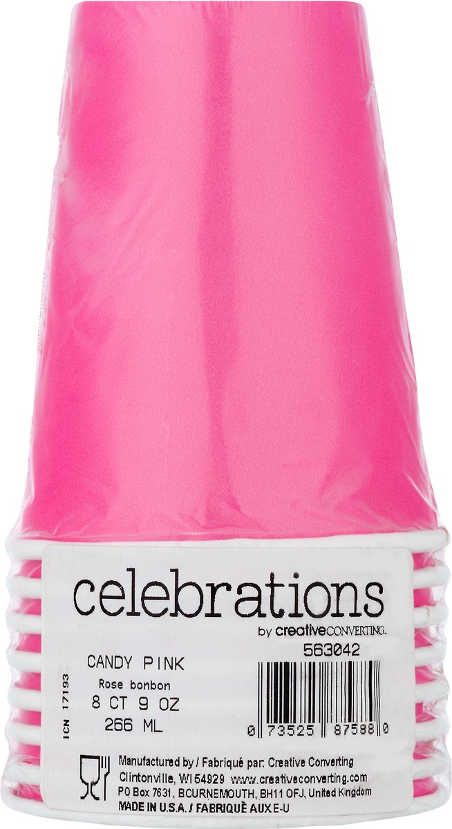 slide 2 of 9, Celebrations 9 Ounce Candy Pink Cups 8 ea, 8 ct