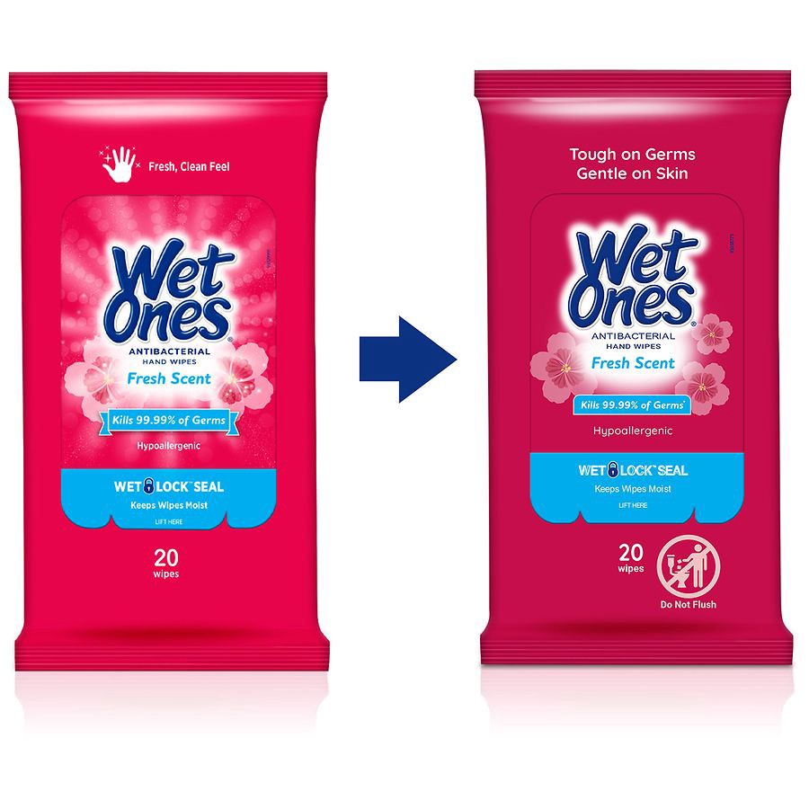 slide 3 of 5, Wet Ones Antibacterial Fresh Scent Hand Wipes 20 ea, 20 ct