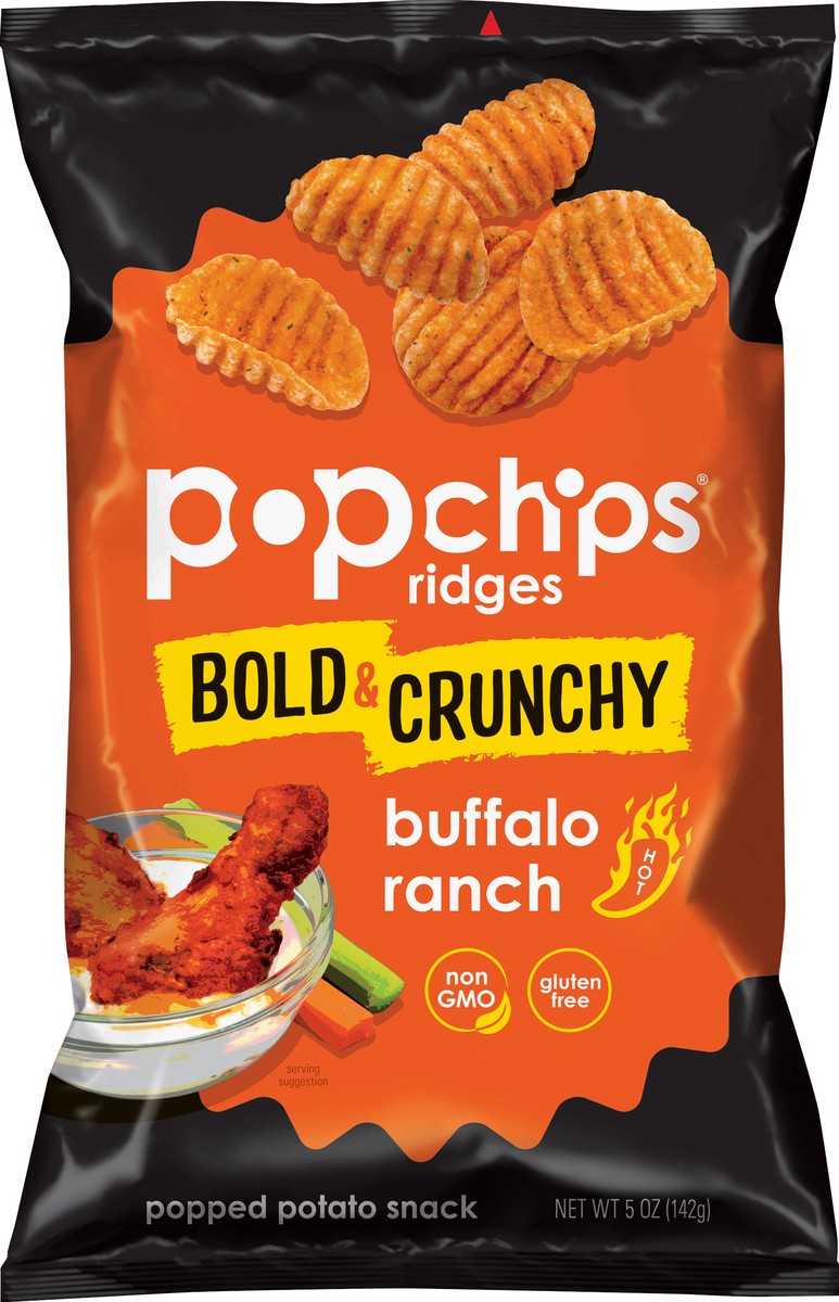 slide 7 of 8, popchips Popped Potato Snack, Ridges, Buffalo Ranch, Hot, 5 oz