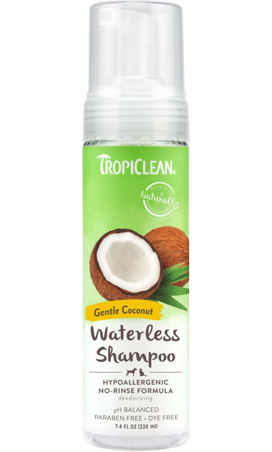 slide 1 of 10, TropiClean Hypoallergenic Waterless Shampoo, 7.4oz, 7.4 oz