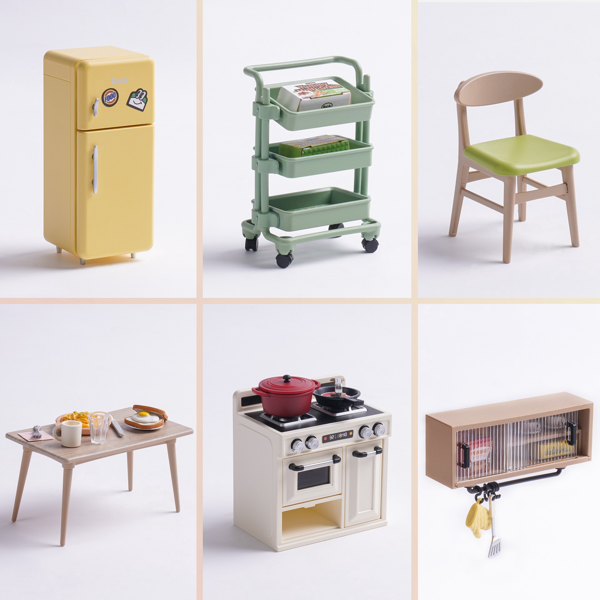 slide 2 of 8, Robotime Rolife Super Creator Happy Meals Kitchen Diy Miniature Kit, 5.98 in x 6.93 in x 6.42 in