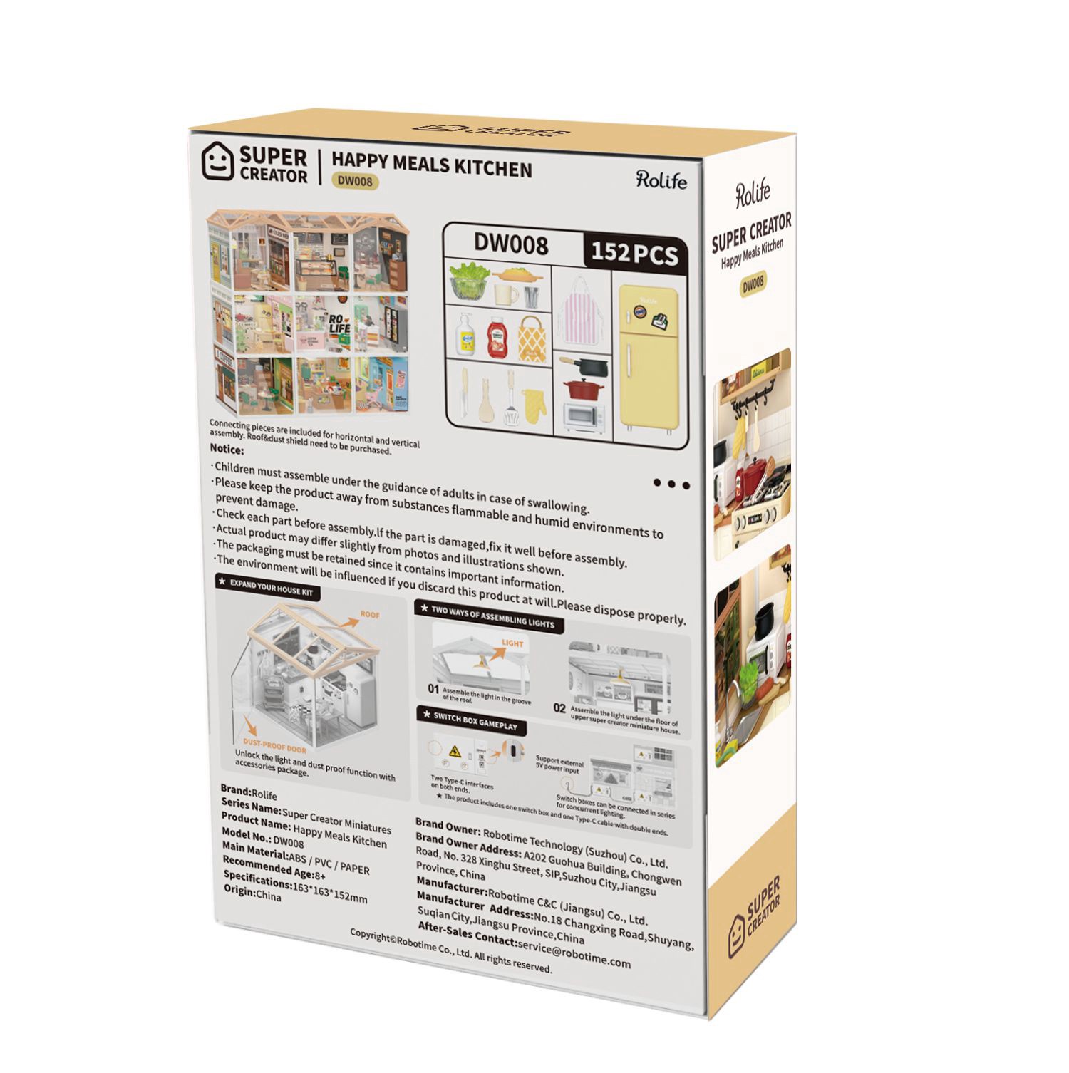 slide 3 of 8, Robotime Rolife Super Creator Happy Meals Kitchen Diy Miniature Kit, 5.98 in x 6.93 in x 6.42 in