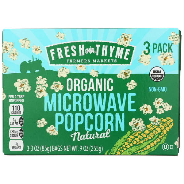 slide 1 of 1, Fresh Thyme Org Natural Microwave Popcorn, 9 oz