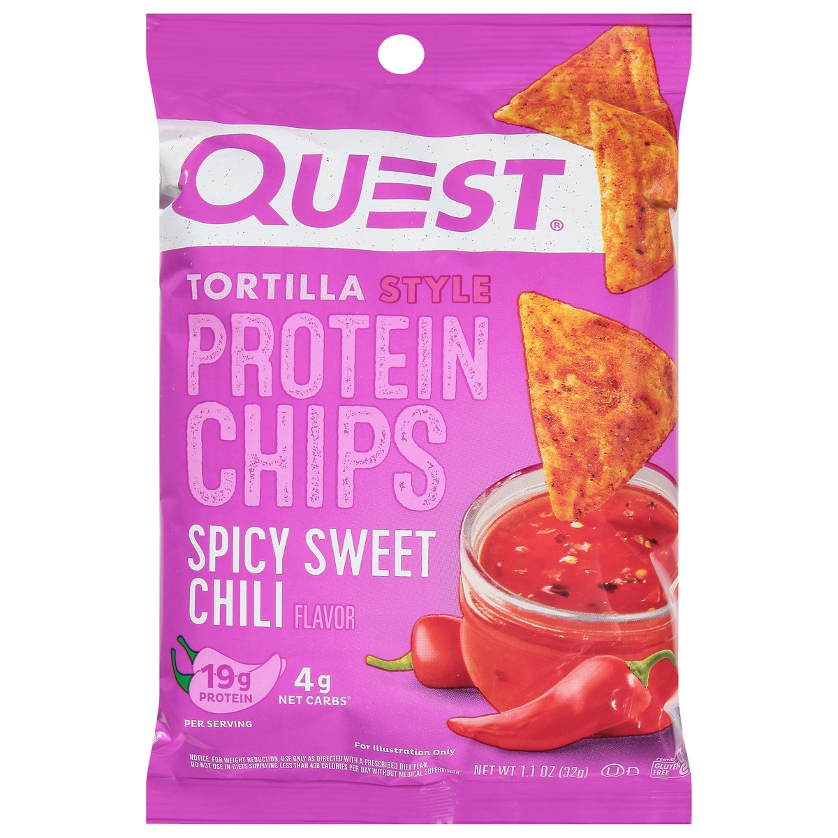 slide 1 of 9, Quest Sweet Chili Tortilla Chips, 1.1 oz
