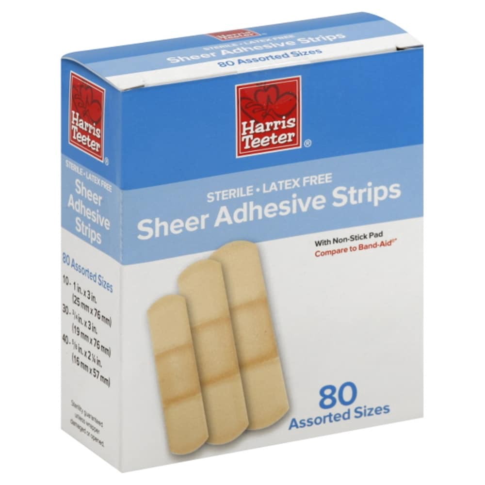 slide 1 of 1, Harris Teeter Sheer Adhesive Strips, 80 ct