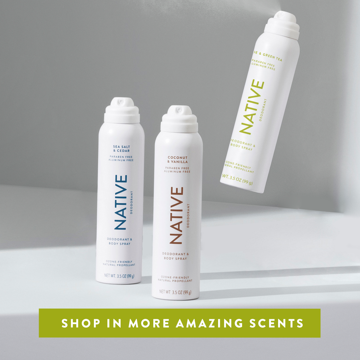 slide 16 of 21, Native Deodorant & Body Spray, Aloe & Green Tea, Aluminum Free, for Women and Men, 2.65 oz, 2.65 oz