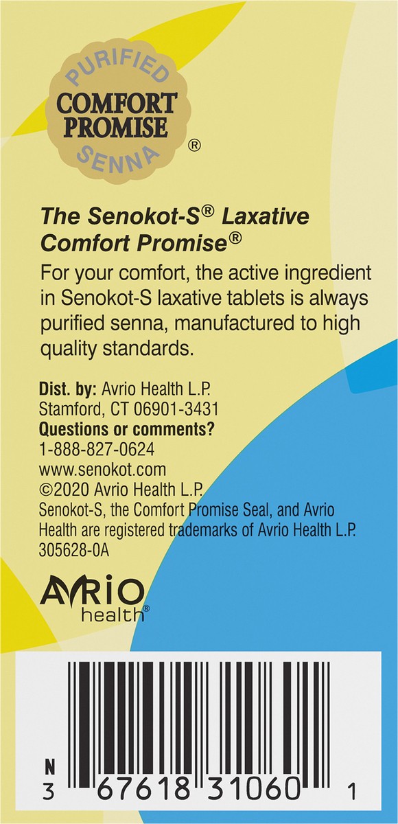 slide 5 of 7, Senokot-S Dual Action Natural Vegetable Laxative Ingredient Plus Stool Softener Tablets, Docusate Sodium, Senna Concentrate, Gentle, Overnight Relief From Occasional Constipation, 60 ct, 60 ct